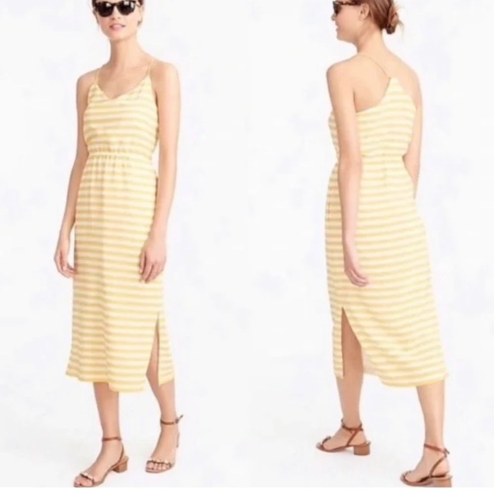 J. Crew Carrie Midi Dress Silk Stripes